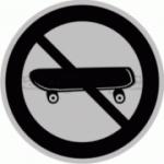 Piktogram samolepicí fólie - Zákaz skateboard - stříbrná materiál